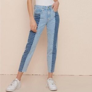 Garage Two-Tone High Rise Mom Jean